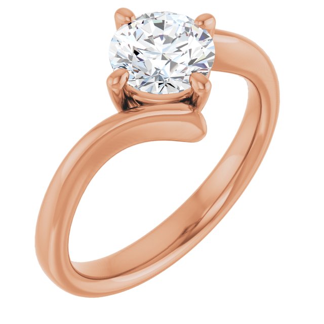 ANNE Solitaire Round Engagement Ring with Sweeping Band - 18K Rose Gold - View 1