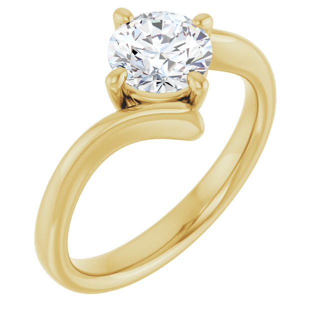 ANNE Solitaire Round Engagement Ring with Sweeping Band - 18K Yellow Gold - View 1