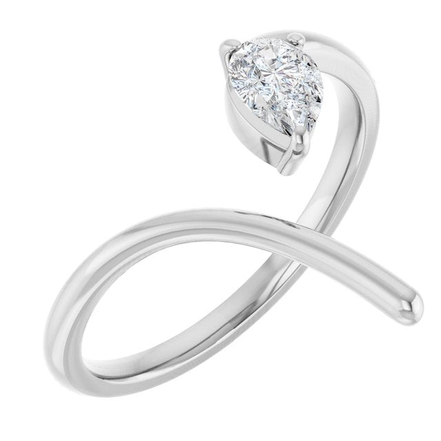 10K White Gold Lab-Grown Diamond 6 X 4 mm 10K White 1/3 CT Lab-Grown Diamond Negative Space Ring Jewelry