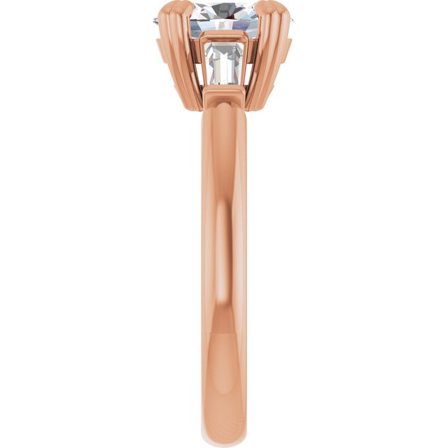 AMAL Double 4 Claw Oval Engagement Ring with Tapered Baguettes - 18K Rose Gold - View 4