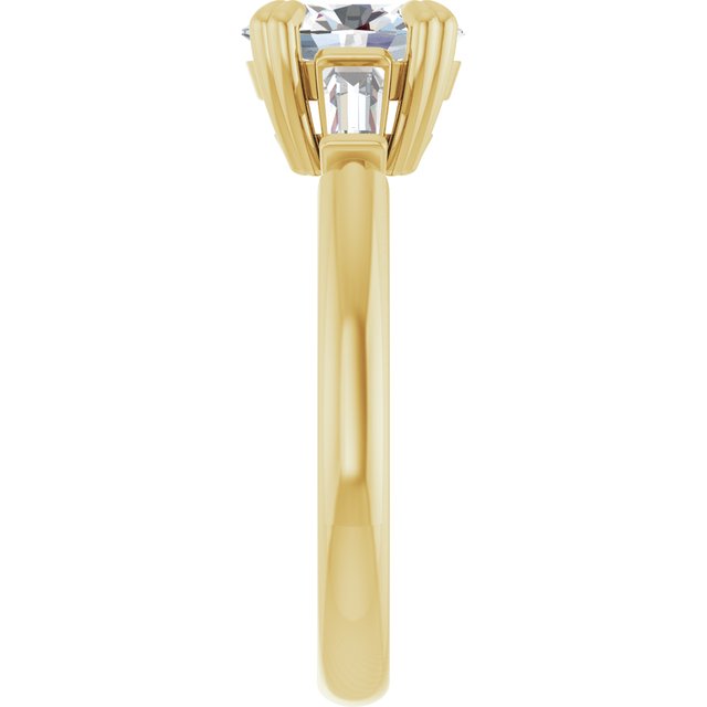 AMAL Double 4 Claw Oval Engagement Ring with Tapered Baguettes - 18K Yellow Gold - View 4