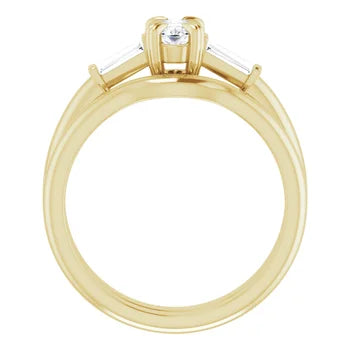AMAL Double 4 claw Engagement ring with tapered baguettes