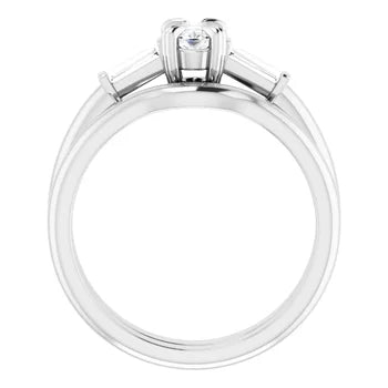 AMAL Double 4 claw Engagement ring with tapered baguettes