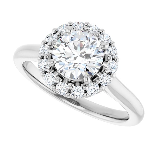 KOURTNEY Halo Round Engagement Ring - Platinum - View 5