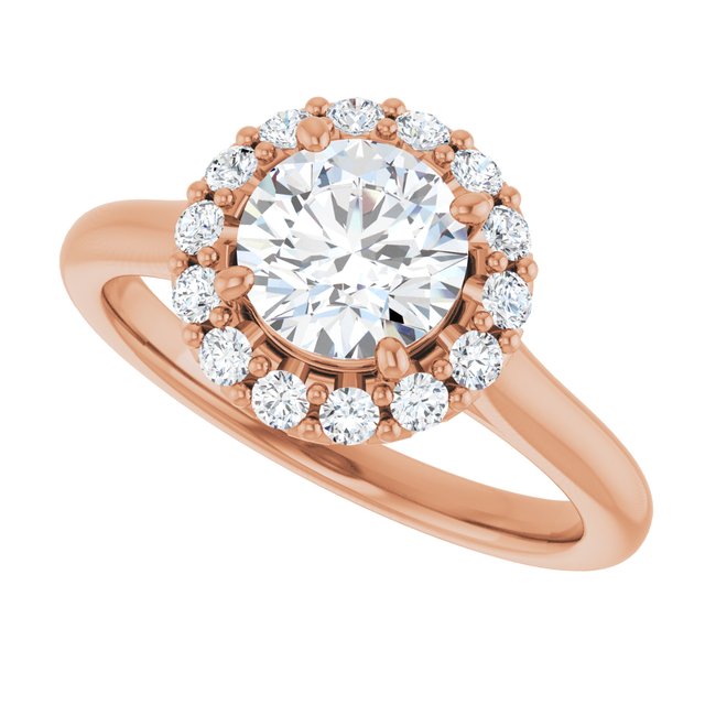 KOURTNEY Halo Round Engagement Ring - 18K Rose Gold - View 5