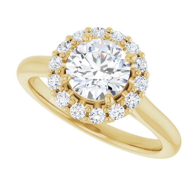 KOURTNEY Halo Round Engagement Ring - 18K Yellow Gold - View 5