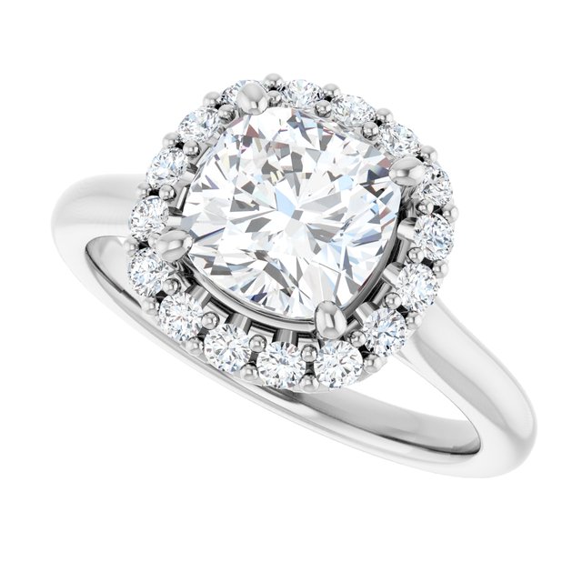 KOURTNEY Halo Cushion Engagement Ring - Platinum - View 5