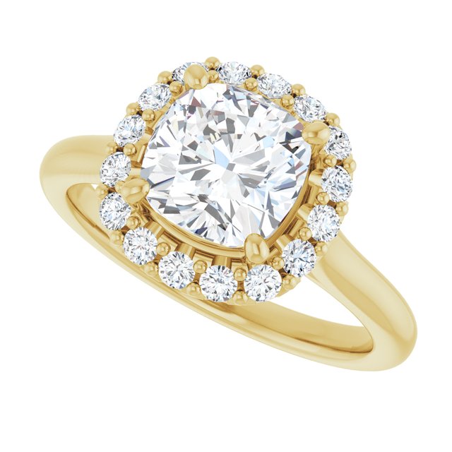 KOURTNEY Halo Cushion Engagement Ring - 18K Yellow Gold - View 5