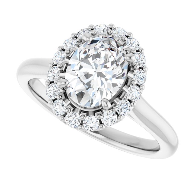 KOURTNEY Halo Oval Engagement Ring - Platinum - View 5