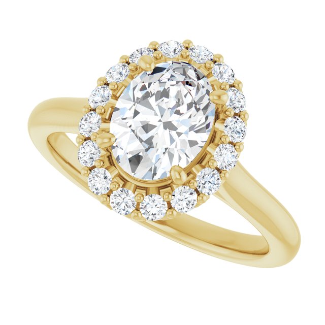 KOURTNEY Halo Oval Engagement Ring - 18K Yellow Gold - View 5