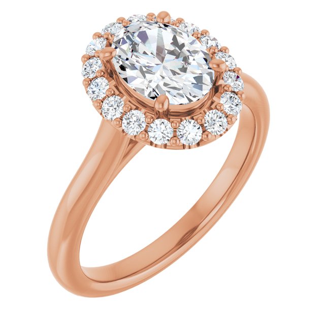 KOURTNEY Halo Oval Engagement Ring - 18K Rose Gold - View 1