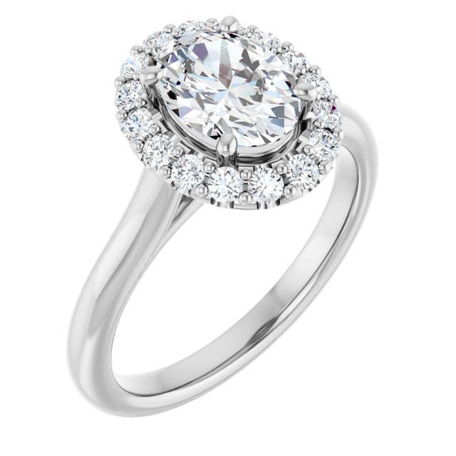 KOURTNEY Halo Oval Engagement Ring - Platinum - View 1