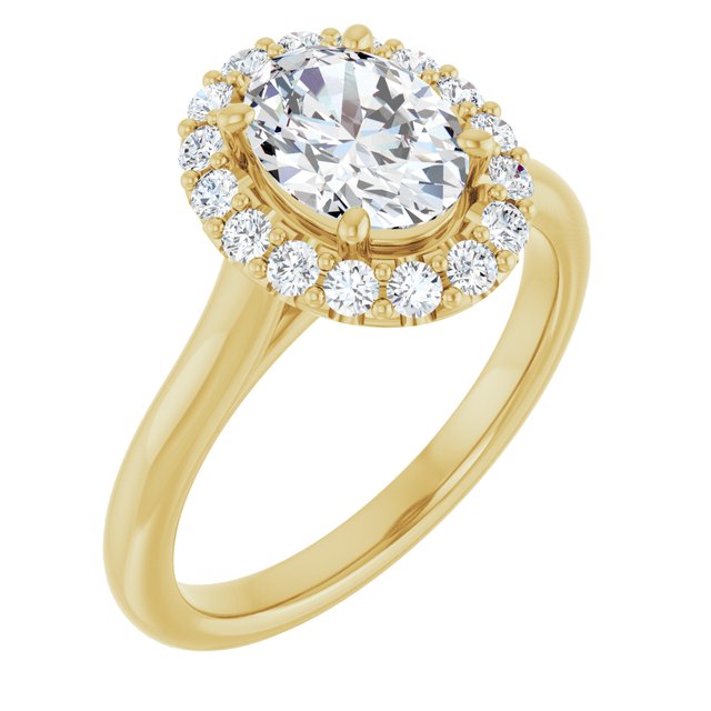 KOURTNEY Halo Oval Engagement Ring - 18K Yellow Gold - View 1