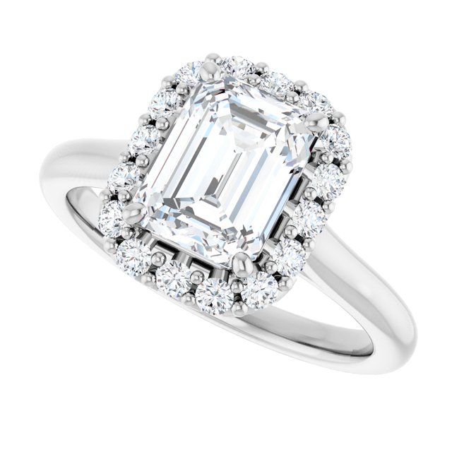 KOURTNEY Halo Emerald Engagement Ring - Platinum - View 5