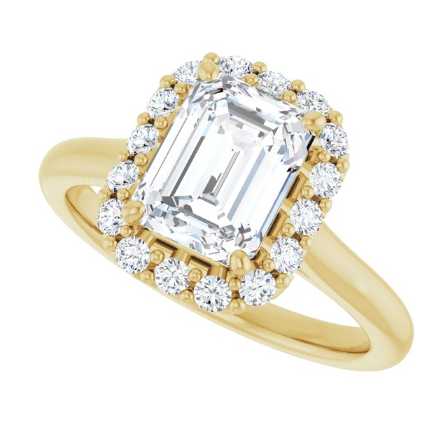 KOURTNEY Halo Emerald Engagement Ring - 18K Yellow Gold - View 5