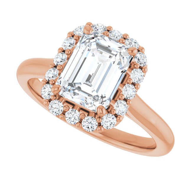 KOURTNEY Halo Emerald Engagement Ring - 18K Rose Gold - View 5