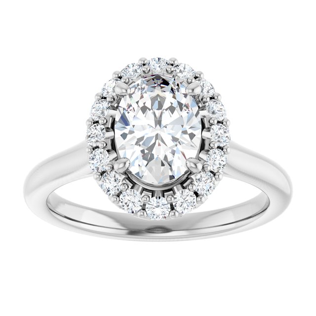 KOURTNEY Halo Oval Engagement Ring - Platinum - View 3