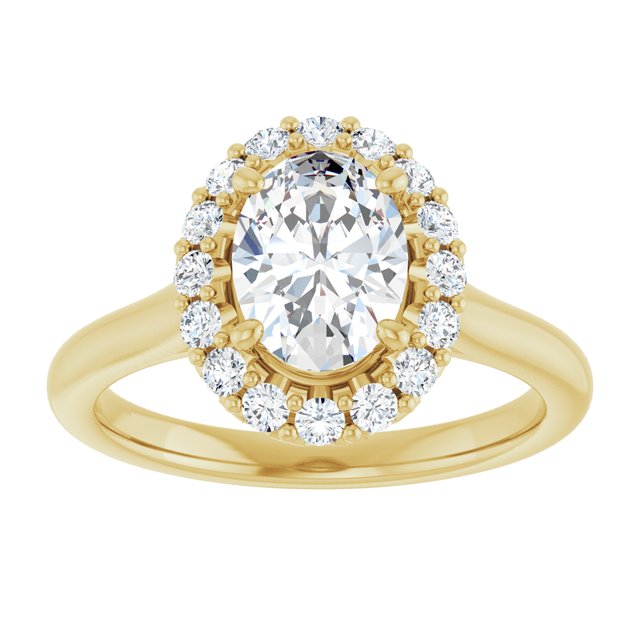 KOURTNEY Halo Oval Engagement Ring - 18K Yellow Gold - View 3
