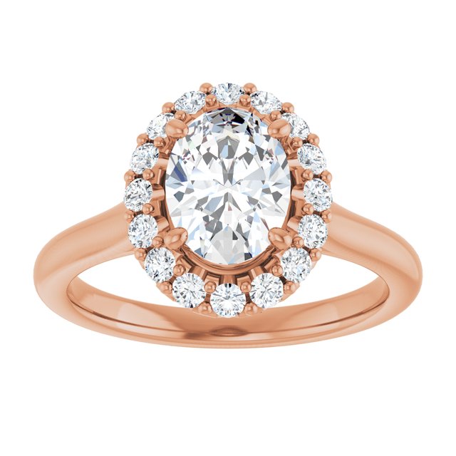 KOURTNEY Halo Oval Engagement Ring - 18K Rose Gold - View 3