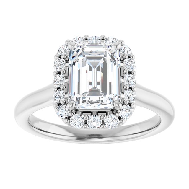 KOURTNEY Halo Emerald Engagement Ring - Platinum - View 3