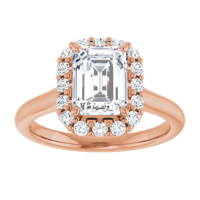 KOURTNEY Halo Emerald Engagement Ring - 18K Rose Gold - View 3