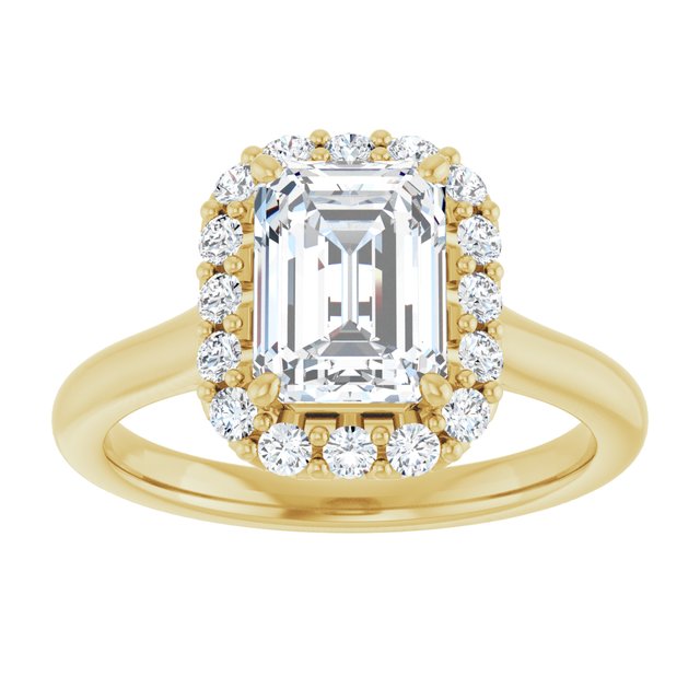 KOURTNEY Halo Emerald Engagement Ring - 18K Yellow Gold - View 3