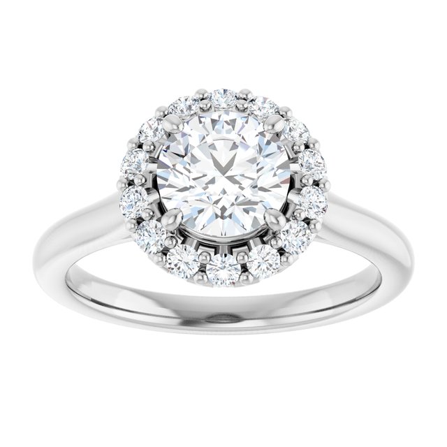 KOURTNEY Halo Round Engagement Ring - Platinum - View 3