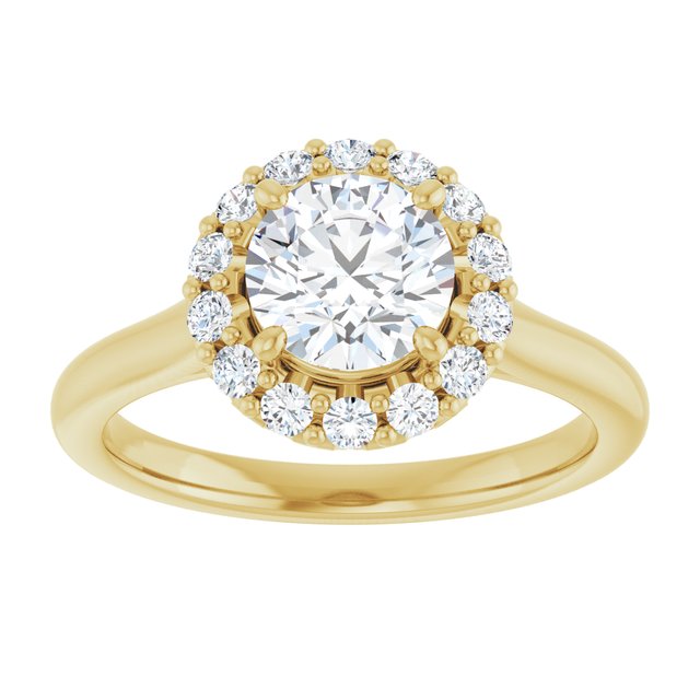 KOURTNEY Halo Round Engagement Ring - 18K Yellow Gold - View 3
