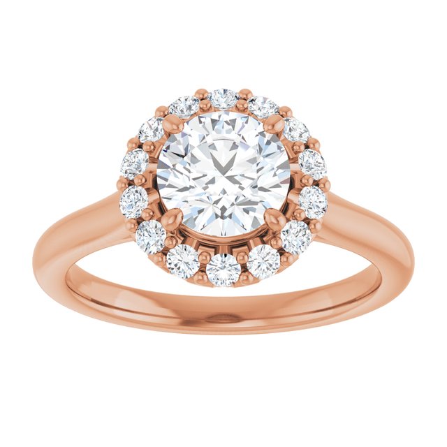 KOURTNEY Halo Round Engagement Ring - 18K Rose Gold - View 3