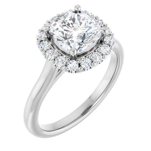 KOURTNEY Halo Cushion Engagement Ring - Platinum - View 1