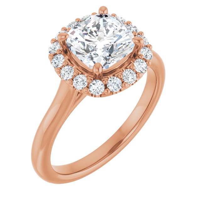 KOURTNEY Halo Cushion Engagement Ring - 18K Rose Gold - View 1