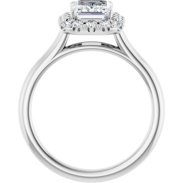 KOURTNEY Halo Emerald Engagement Ring - Platinum - View 2