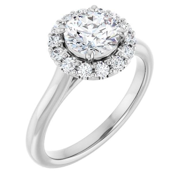 KOURTNEY Halo Round Engagement Ring - Platinum - View 1