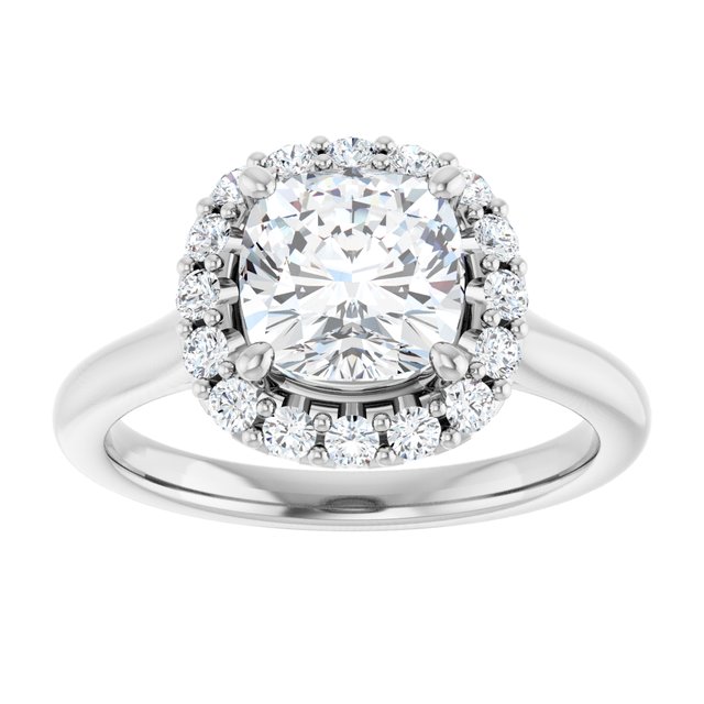 KOURTNEY Halo Cushion Engagement Ring - Platinum - View 3