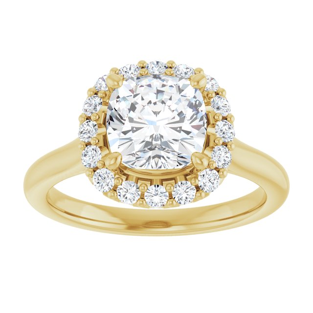 KOURTNEY Halo Cushion Engagement Ring - 18K Yellow Gold - View 3