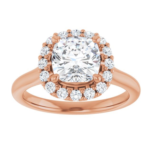KOURTNEY Halo Cushion Engagement Ring - 18K Rose Gold - View 3