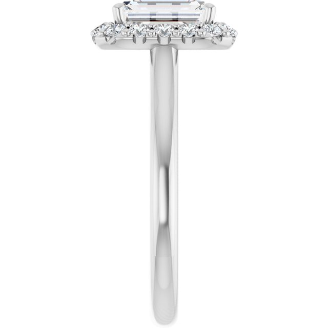 KOURTNEY Halo Emerald Engagement Ring - Platinum - View 4