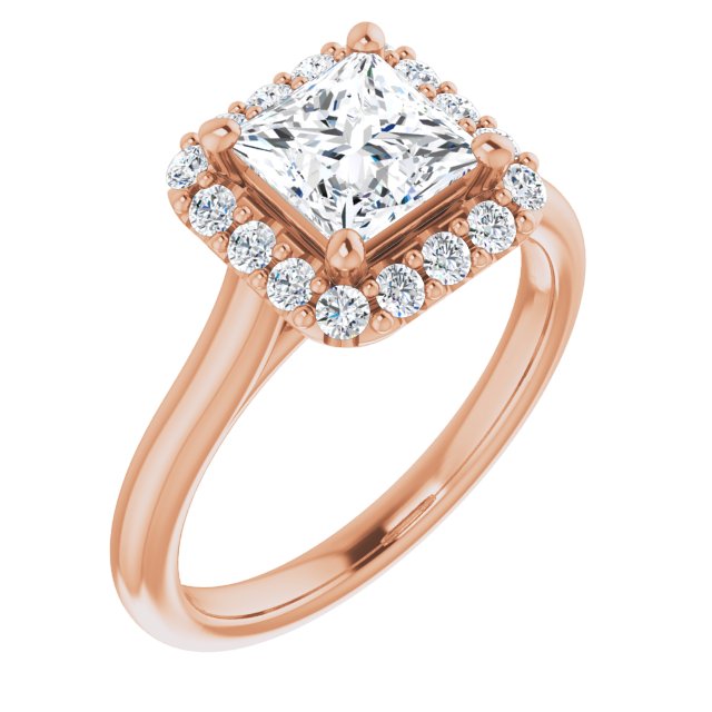KOURTNEY Halo Square Engagement Ring - 18K Rose Gold - View 1
