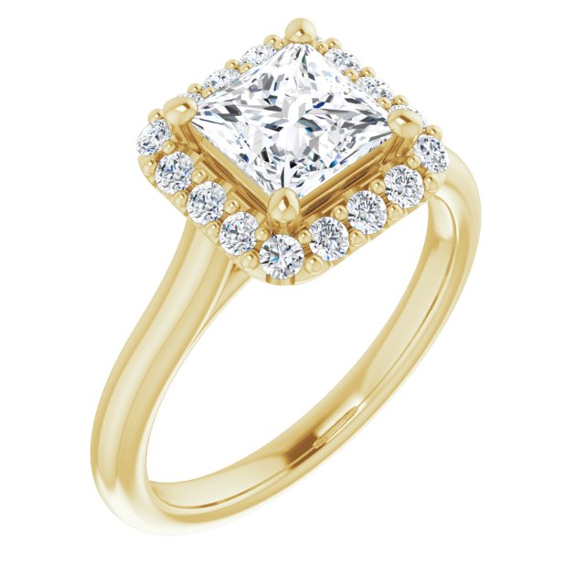 KOURTNEY Halo Square Engagement Ring - 18K Yellow Gold - View 1
