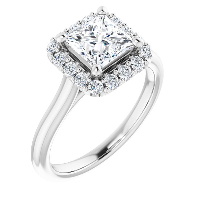 KOURTNEY Halo Square Engagement Ring - Platinum - View 1