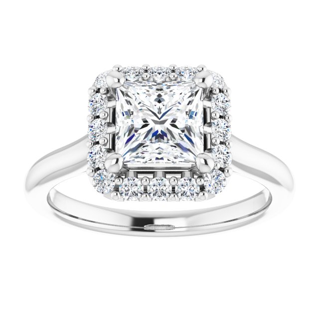 KOURTNEY Halo Square Engagement Ring - Platinum - View 3