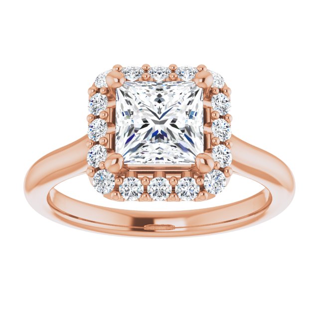 KOURTNEY Halo Square Engagement Ring - 18K Rose Gold - View 3