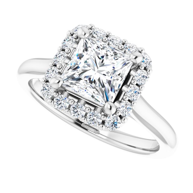 KOURTNEY Halo Square Engagement Ring - Platinum - View 5