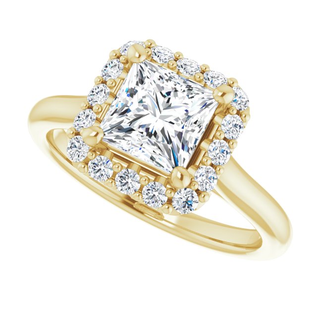KOURTNEY Halo Square Engagement Ring - 18K Yellow Gold - View 5