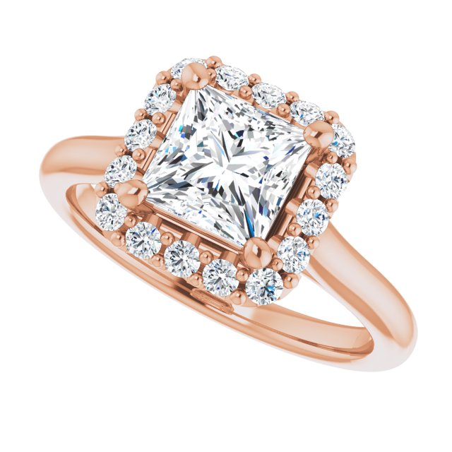 KOURTNEY Halo Square Engagement Ring - 18K Rose Gold - View 5