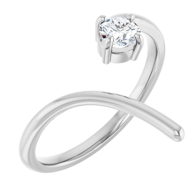 10K White Gold Lab-Grown Diamond 4.05 mm 10K White 1/4 CT Lab-Grown Negative Space Ring Jewelry