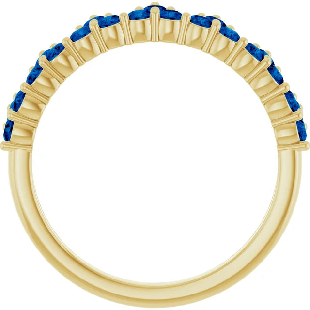 10K White Lab-Grown Blue Sapphire Crown Ring