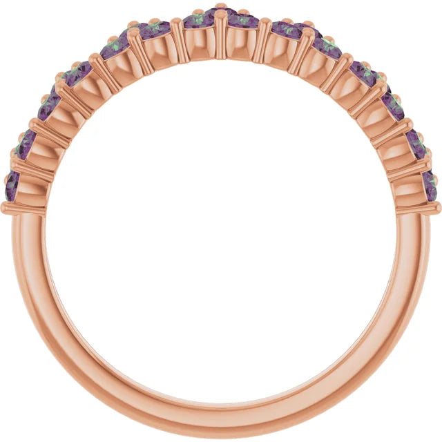 10K White Lab-Grown Blue Sapphire Crown Ring