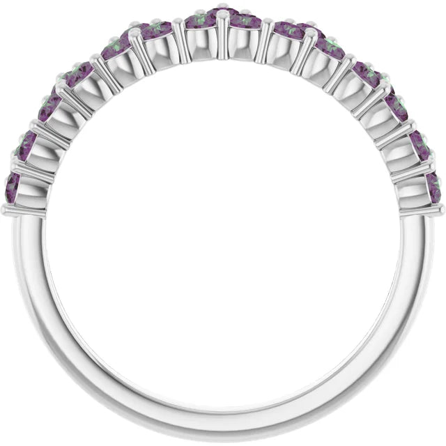 10K White Lab-Grown Blue Sapphire Crown Ring