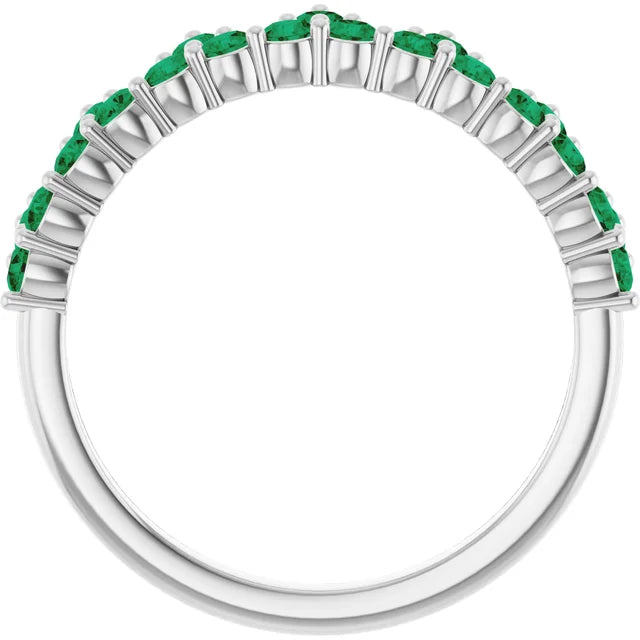 10K White Lab-Grown Blue Sapphire Crown Ring